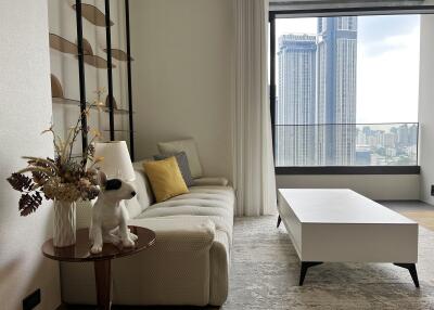 Modern living room with city view