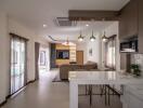 Modern open-plan living area with kitchen and dining space