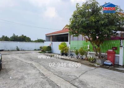 Exterior view of a house with driveway and greenery