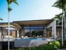 Modern luxury villa with pool and garden