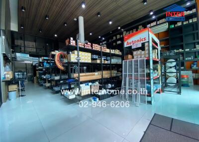 Warehouse or storage area with shelves and various products