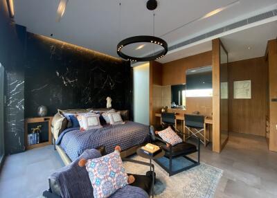 Modern bedroom with contemporary furnishings and decor