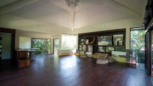 Spacious living room with large windows and open space