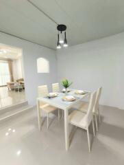 Dining area with modern table and chairs