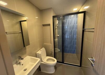 Modern bathroom with shower and toilet