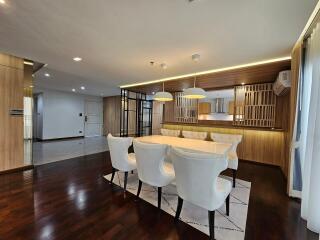 Spacious modern dining area with stylish furniture