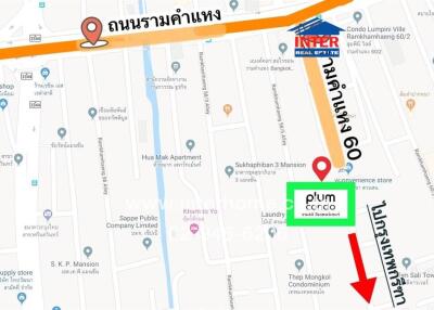 Map showing the location of Plum Condo on Sukaphiban 3 Road
