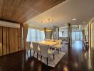 Spacious dining area connected to the living room with modern furnishings