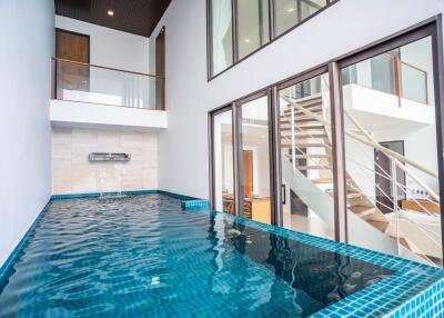 Indoor pool area with modern design