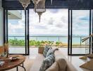 Spacious living room with ocean view