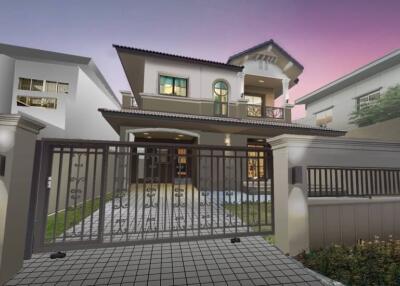 Two-story house with gated entrance