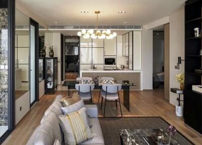 Modern living and dining area featuring stylish decor and open layout