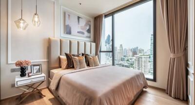 Modern bedroom with city view