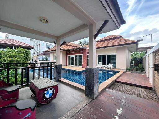 Outdoor patio with swimming pool