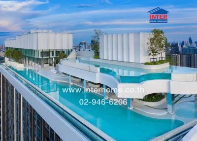 Rooftop swimming pool with modern architecture