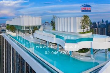 Rooftop swimming pool with modern architecture