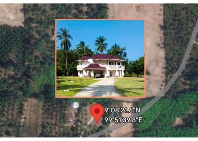 Big beautiful single House in large piece of Land 2-3-10 Rai in Khanom