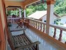Spacious balcony with seating and scenic view