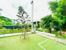 Outdoor garden area with greenery