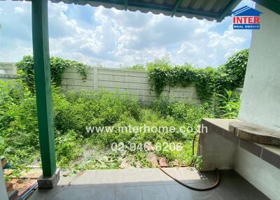 Outdoor garden with greenery and fence