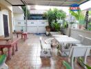 Outdoor patio with seating and plants