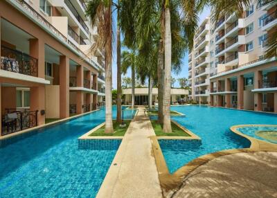 apartment complex with swimming pool
