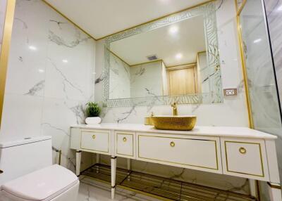 Luxurious bathroom with elegant marble finishes