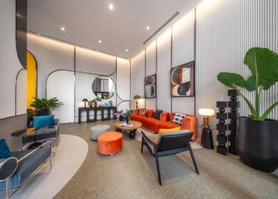 Modern living room with vibrant decor