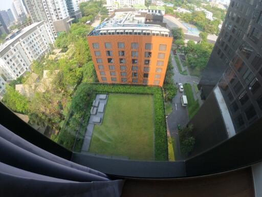 View of a building and courtyard from the window