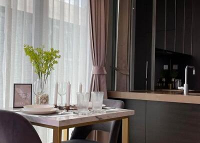 Modern kitchen with dining table set
