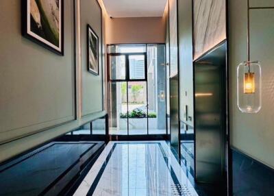 Modern hallway with sleek design and artwork