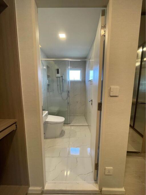 Clean modern bathroom with shower area