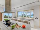 Modern kitchen with ocean view