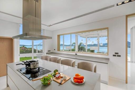 Modern kitchen with ocean view