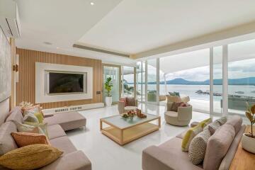 Modern living room with sea view