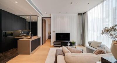 Modern living area with kitchen