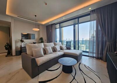 Spacious living room with city view