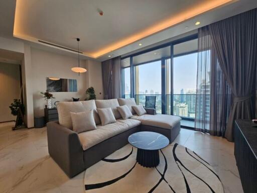 Spacious living room with city view