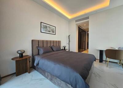 Modern bedroom with ambient lighting