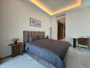 Modern bedroom with ambient lighting