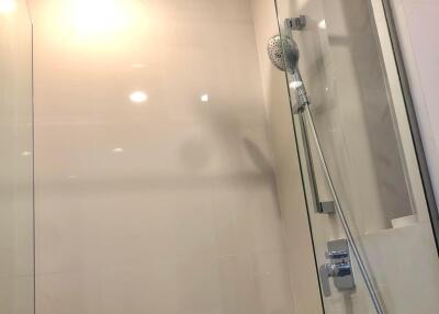 Modern shower area with glass doors