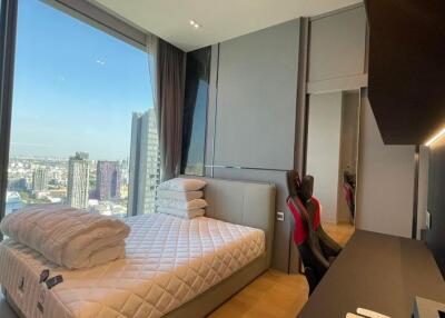 Modern bedroom with city view