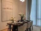 Modern dining room with a well-set table and elegant decor