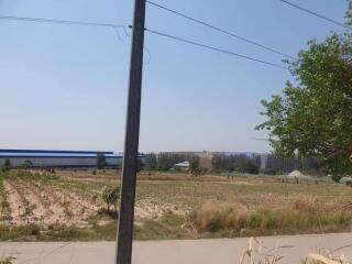 View of open field with power lines