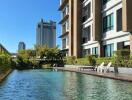 Modern building with a swimming pool