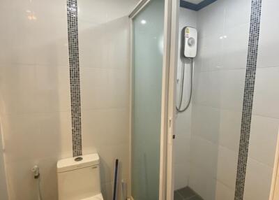 Modern bathroom with toilet and shower