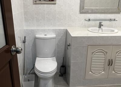 modern bathroom with toilet and sink