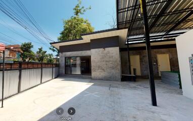 Modern concrete house with a spacious outdoor area