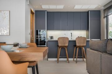 Modern kitchen with adjacent dining area