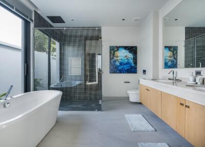 Modern bathroom with tub and shower